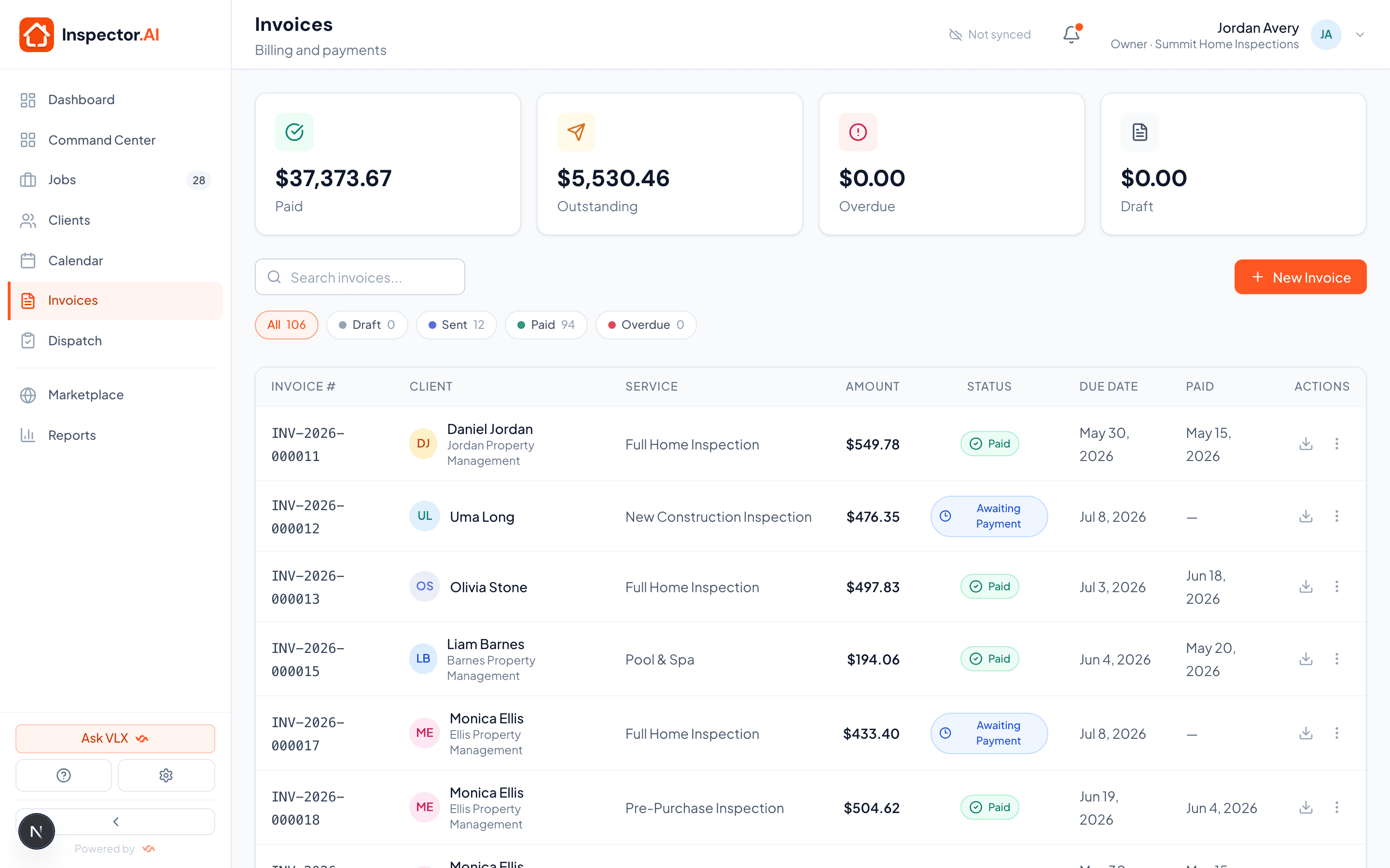 Inspector.AI invoice and payment